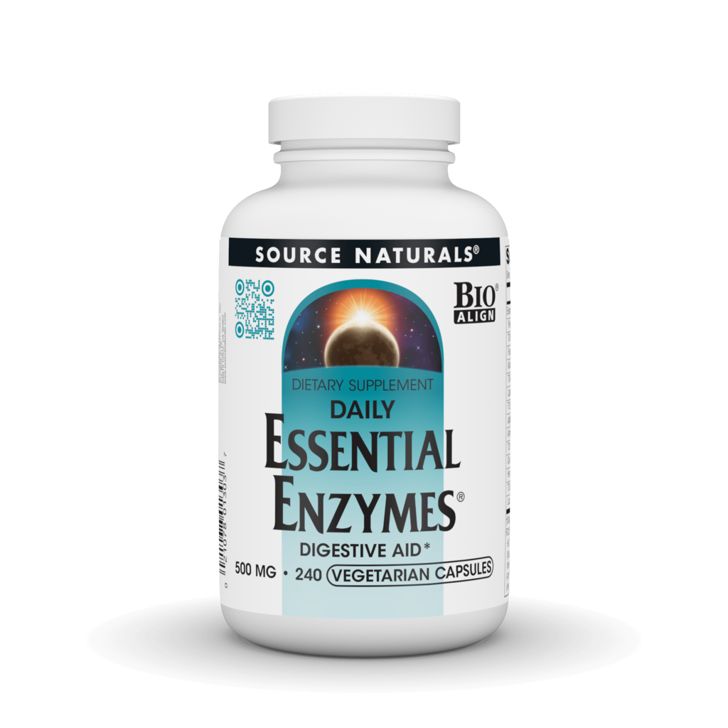 Ферменты для пищеварения, Source Naturals Vegetarian Daily Essential Enzymes, 500 мг, 240 вегетарианских капсул