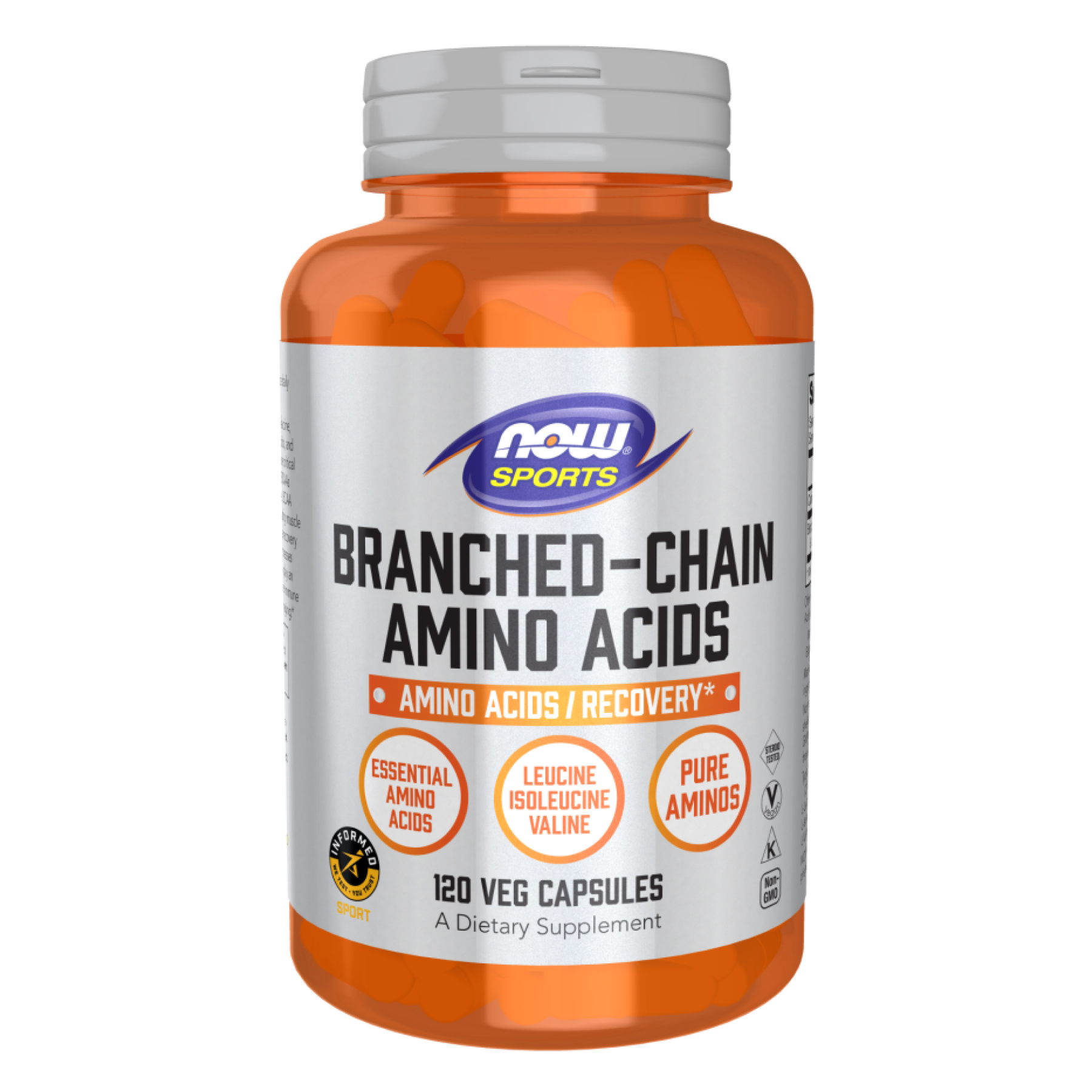BCAA амінокислоти з розгалуженим ланцюгом, Now Foods Branched Chain Amino Acids, 120 вегетаріанських капсул