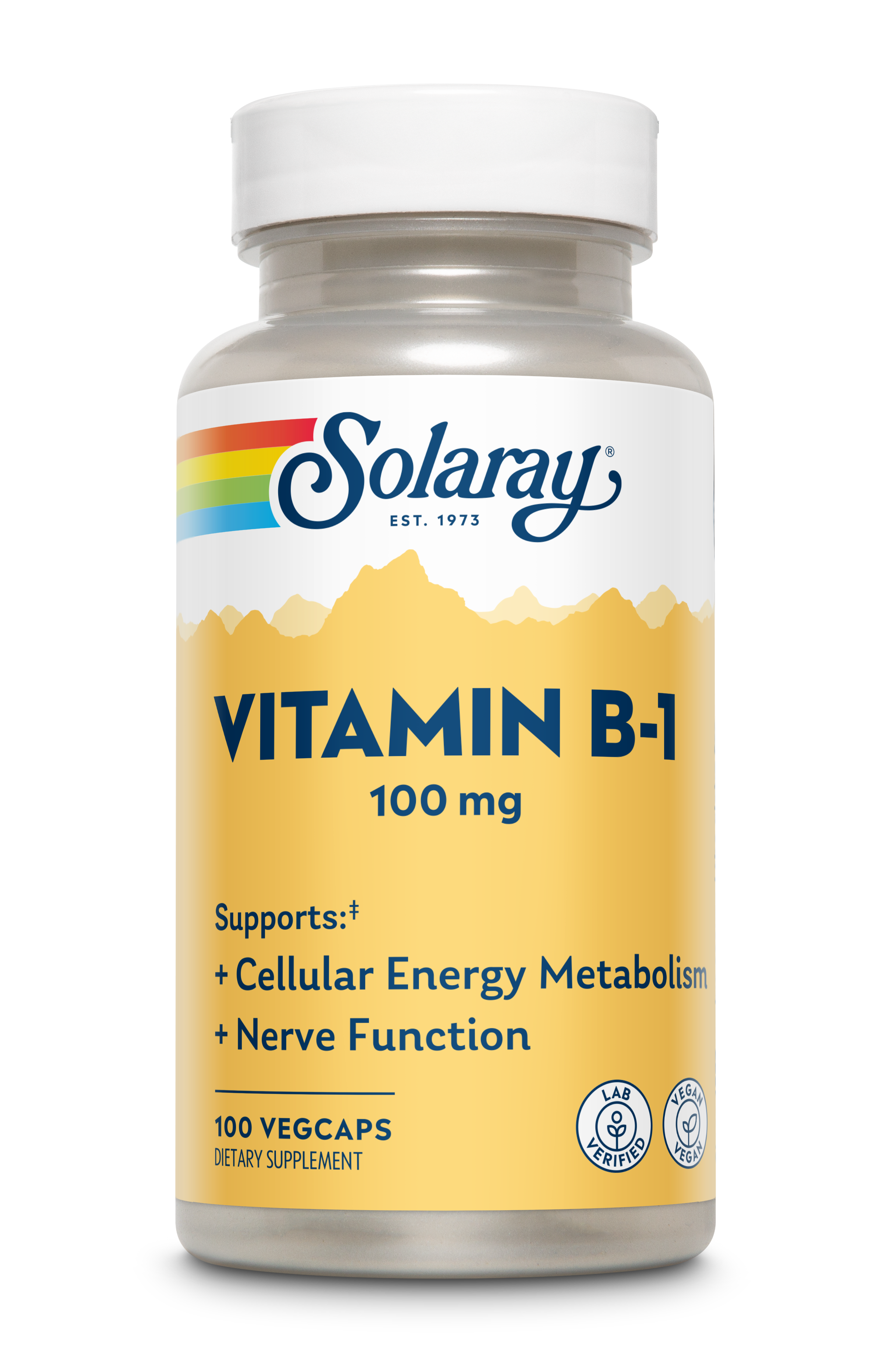 Вітамін B-1, Solaray Vitamin B-1, 100 мг, 100 вегетаріанських капсул