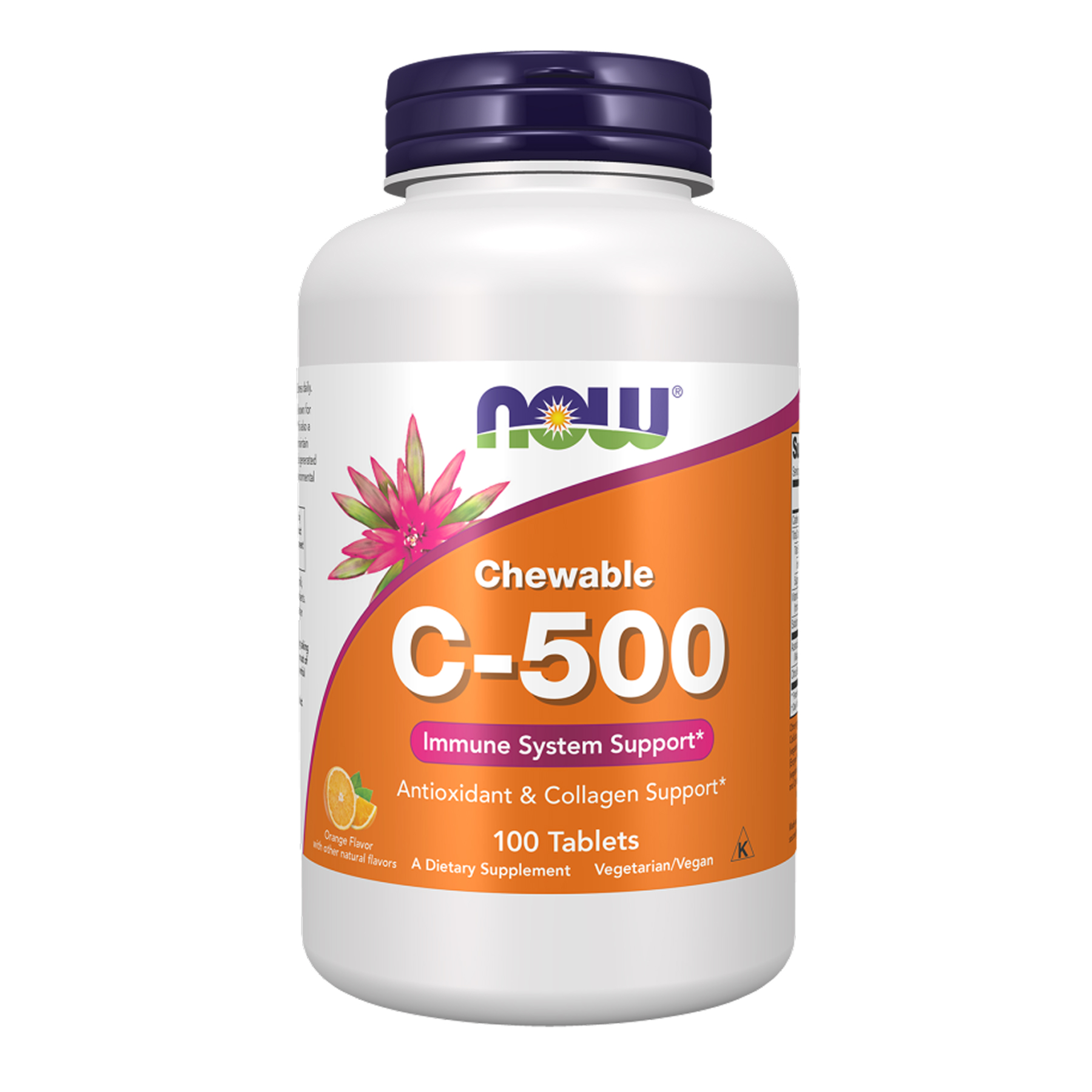 Вітамін С жувальний, Now Foods Chewable C-500, 500 мг, 100 жувальних таблеток (Апельсин)