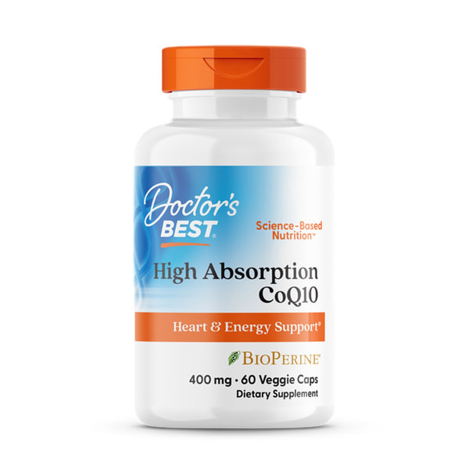 Коензим Q10 з біоперином, Doctor's Best High Absorption CoQ10 with BioPerine, 400 мг, 60 вегетаріанських капсул
