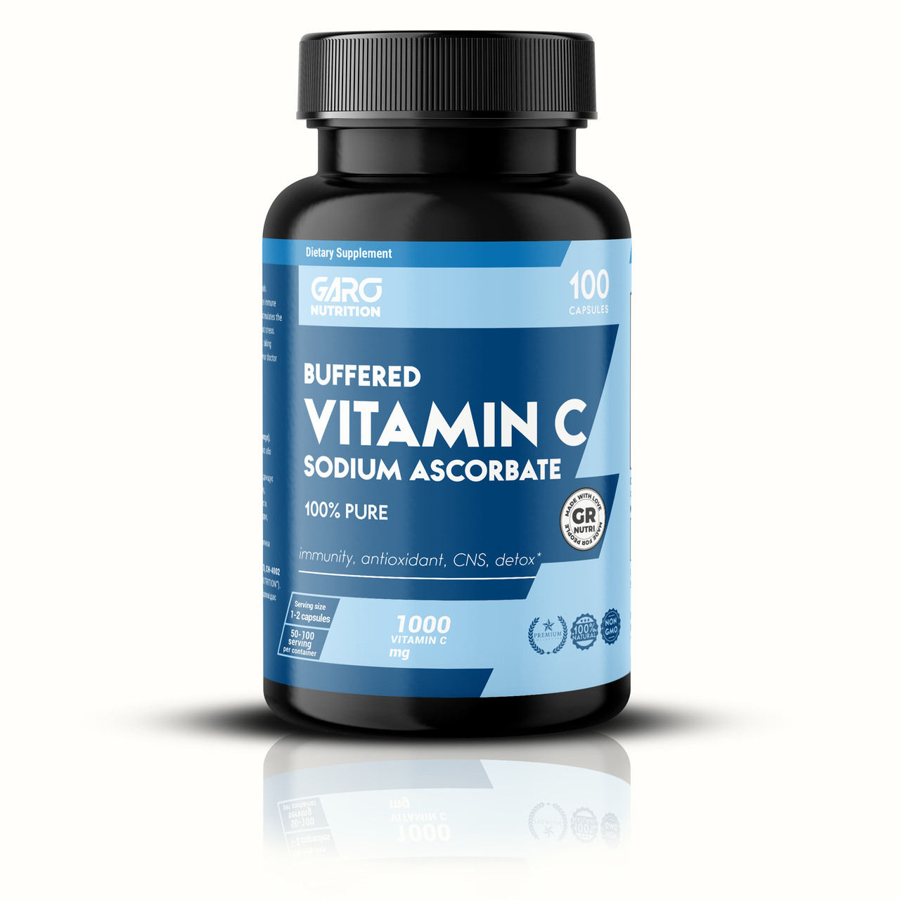 Вітамін с аскорбат натрію Pure GARO Nutrition чистий 100 капсул