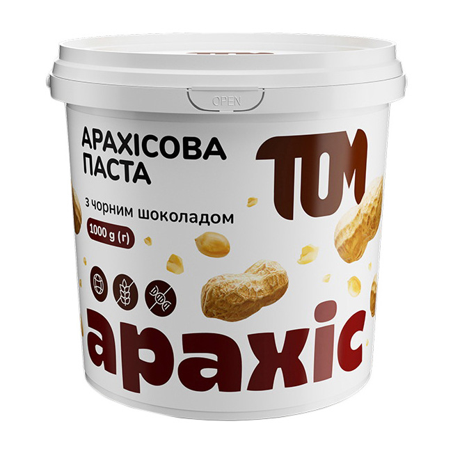Арахісова паста, TOM peanut butter peanut butter, 1 кг (Чорний шоколад)