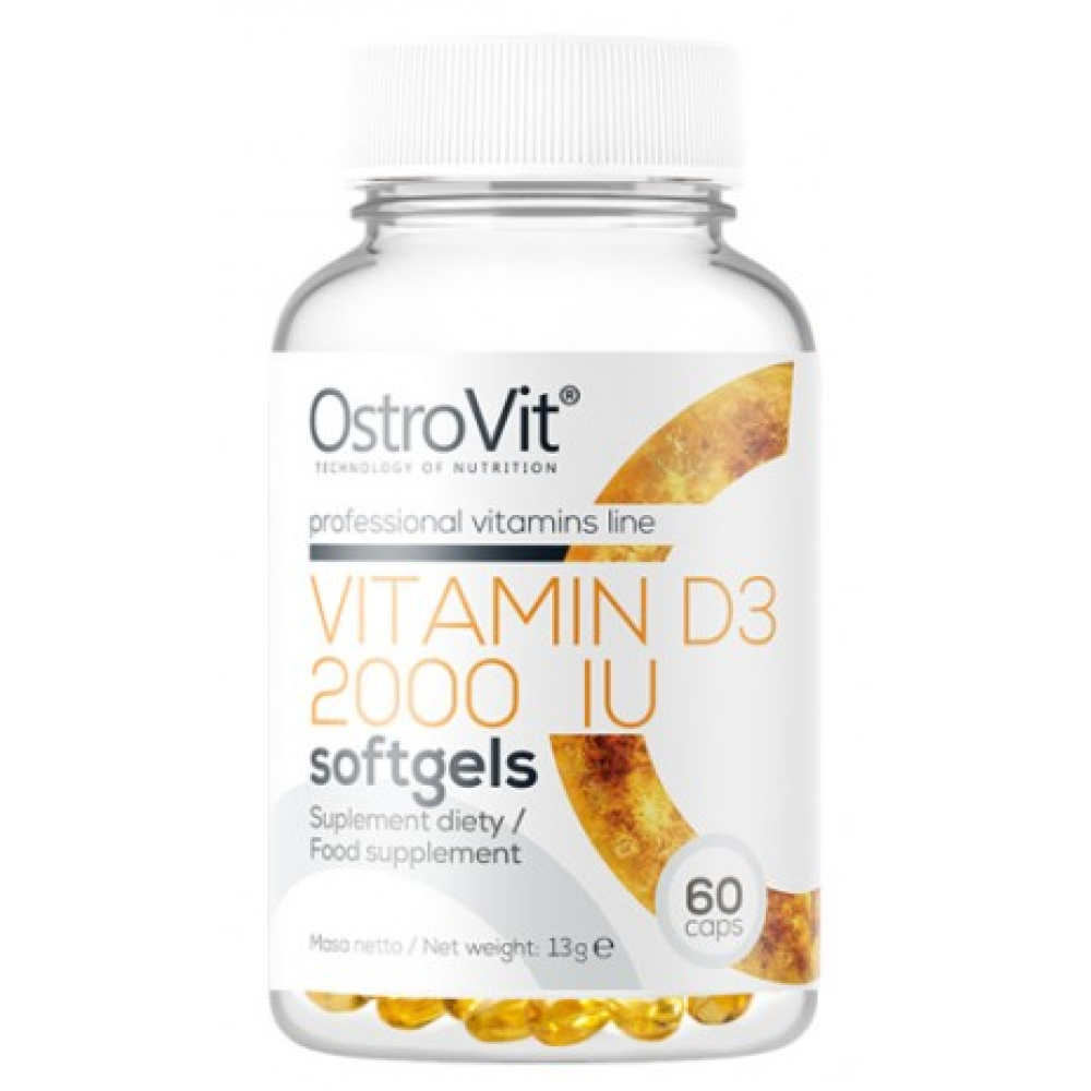 Вітамін D3, OstroVit VITAMIN D3 2000, 2000 МО, 60 м'яких капсул