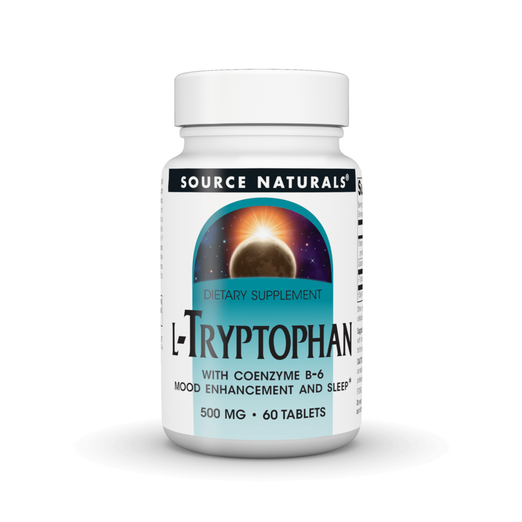 L-триптофан з коензимом B-6, Source Naturals L-Tryptophan with Coenzyme B-6, 500 мг, 60 таблеток