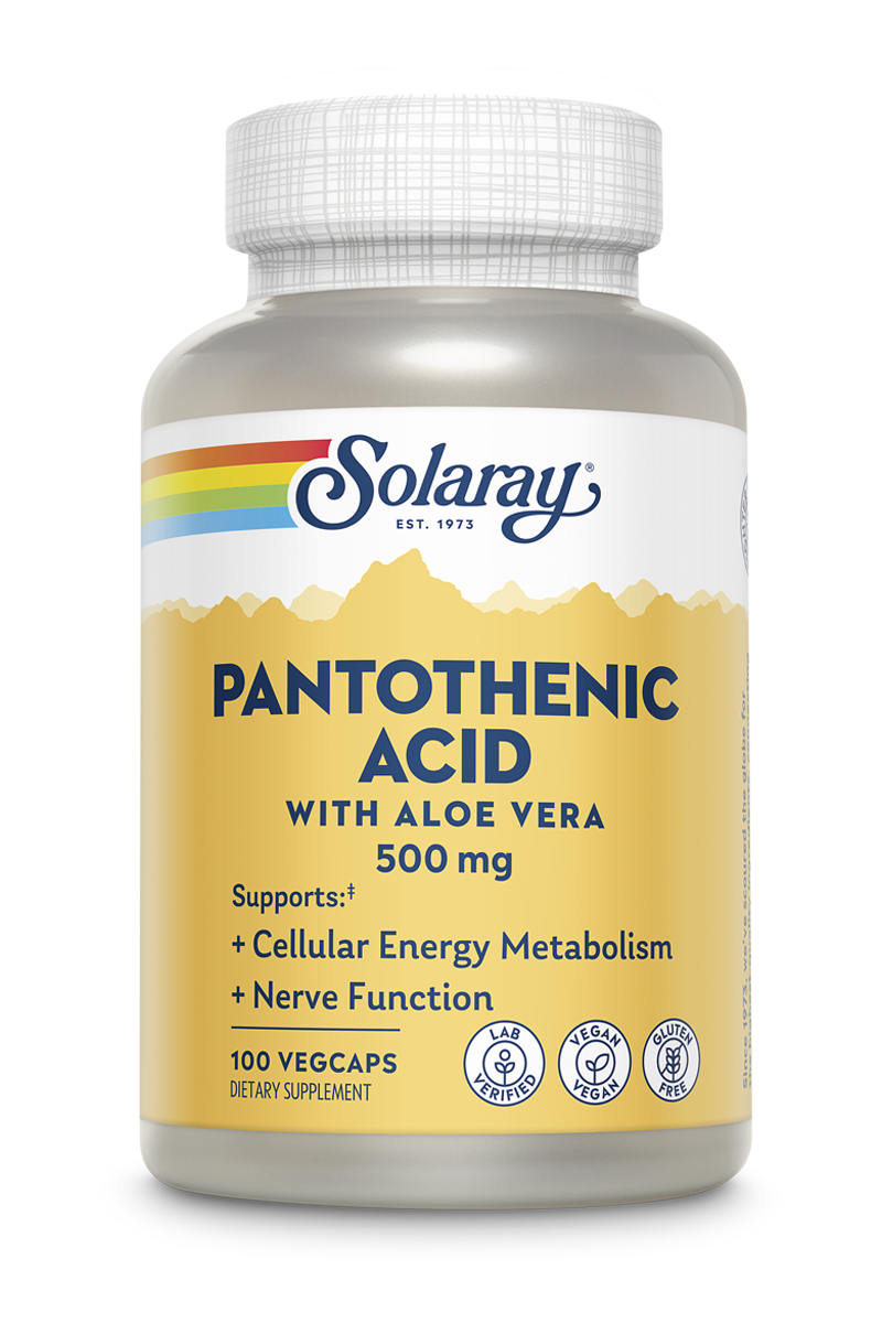 Пантотенова кислота, Solaray Pantothenic Acid, 500 мг, 100 вегетаріанських капсул