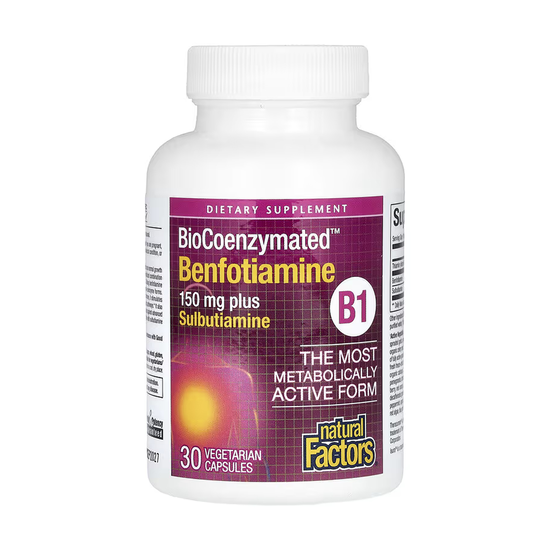 Бенфотіамін, Natural Factors BioCoenzymated Benfotiamine, 30 капсул