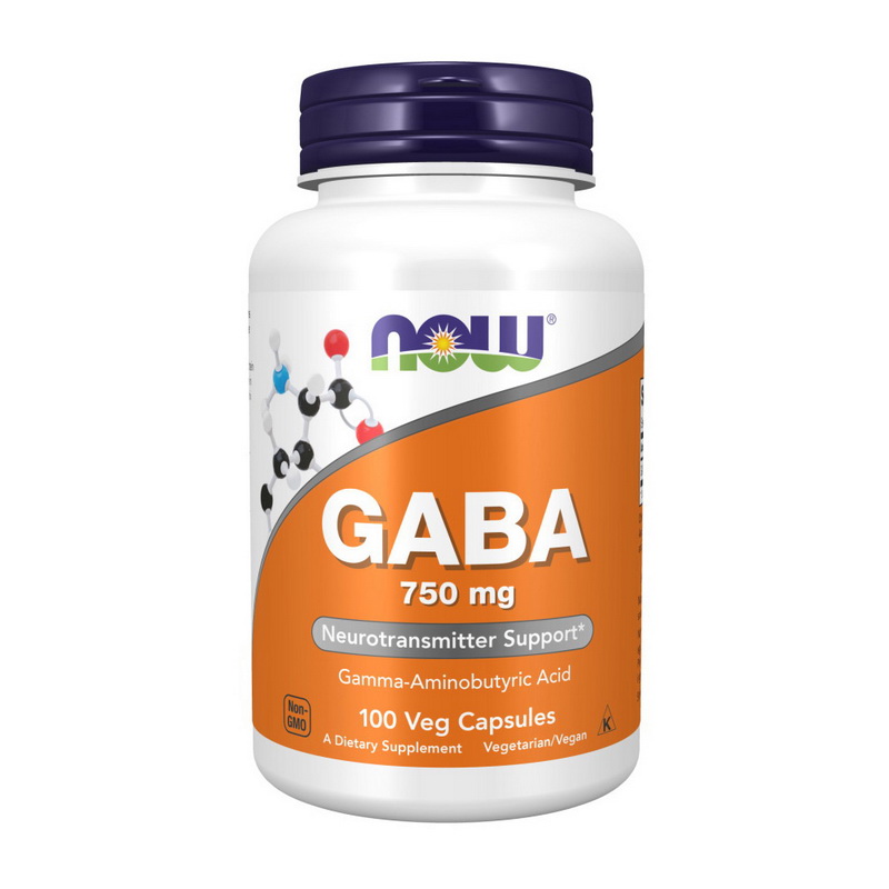 ГАМК (GABA), Now Foods GABA, 750 мг, 100 капсул