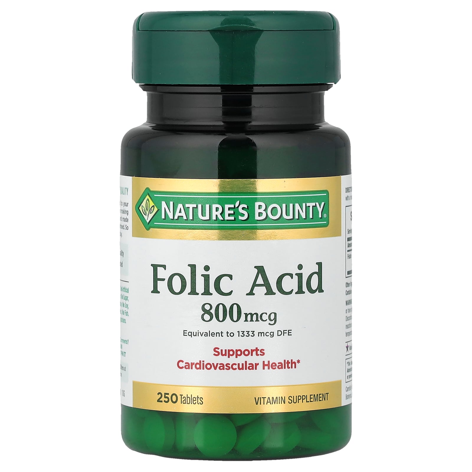 Фолієва кислота, Nature's Bounty Folic Acid, 800 мкг, 250 таблеток