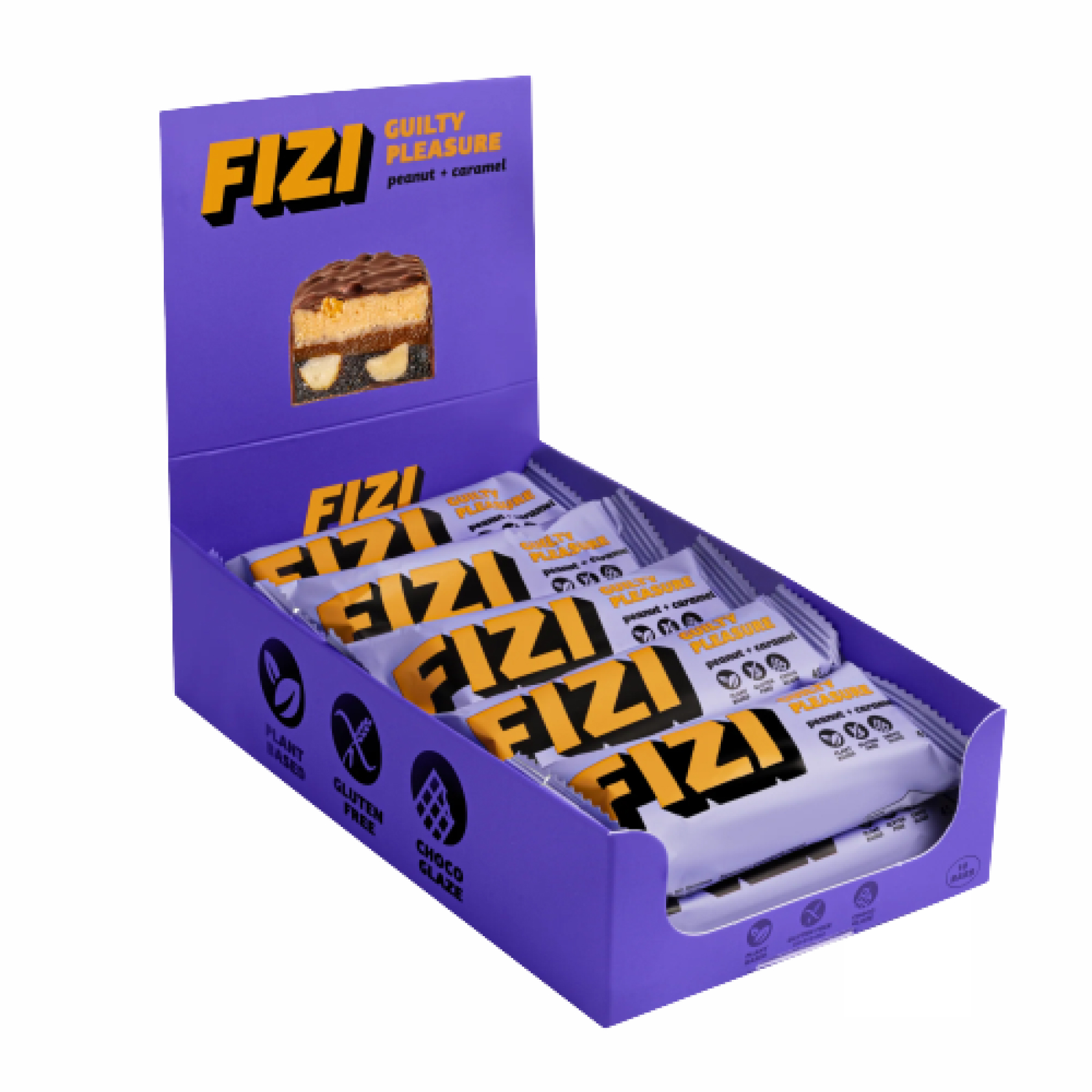 Батончик шоколадний, FIZI Chocolate Bar Peanut-Caramel, 10 шт. по 45 г. (Арахіс-карамель)