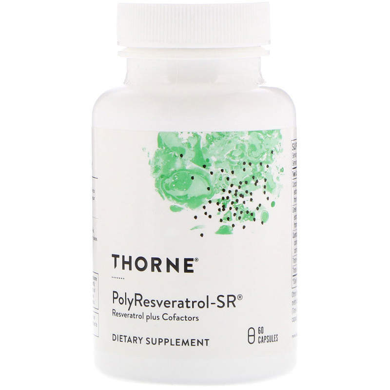 Ресвератрол, птеростільбен та куркумін, Thorne Research PolyResveratrol-SR, 60 капсул