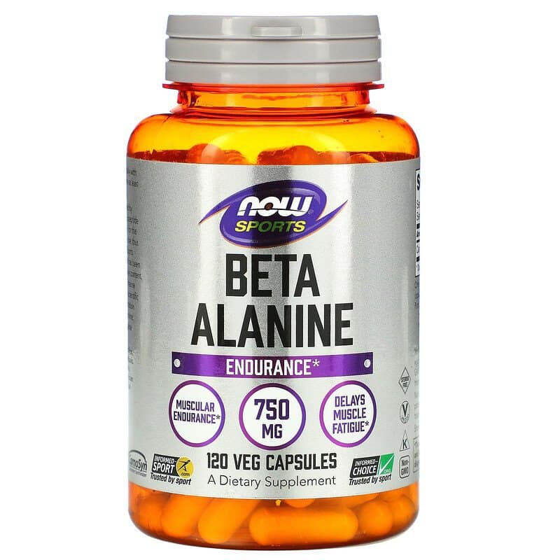 Бета-аланін для витривалості, Now Foods Beta-Alanine, 750 мг, 120 вегетаріанських капсул