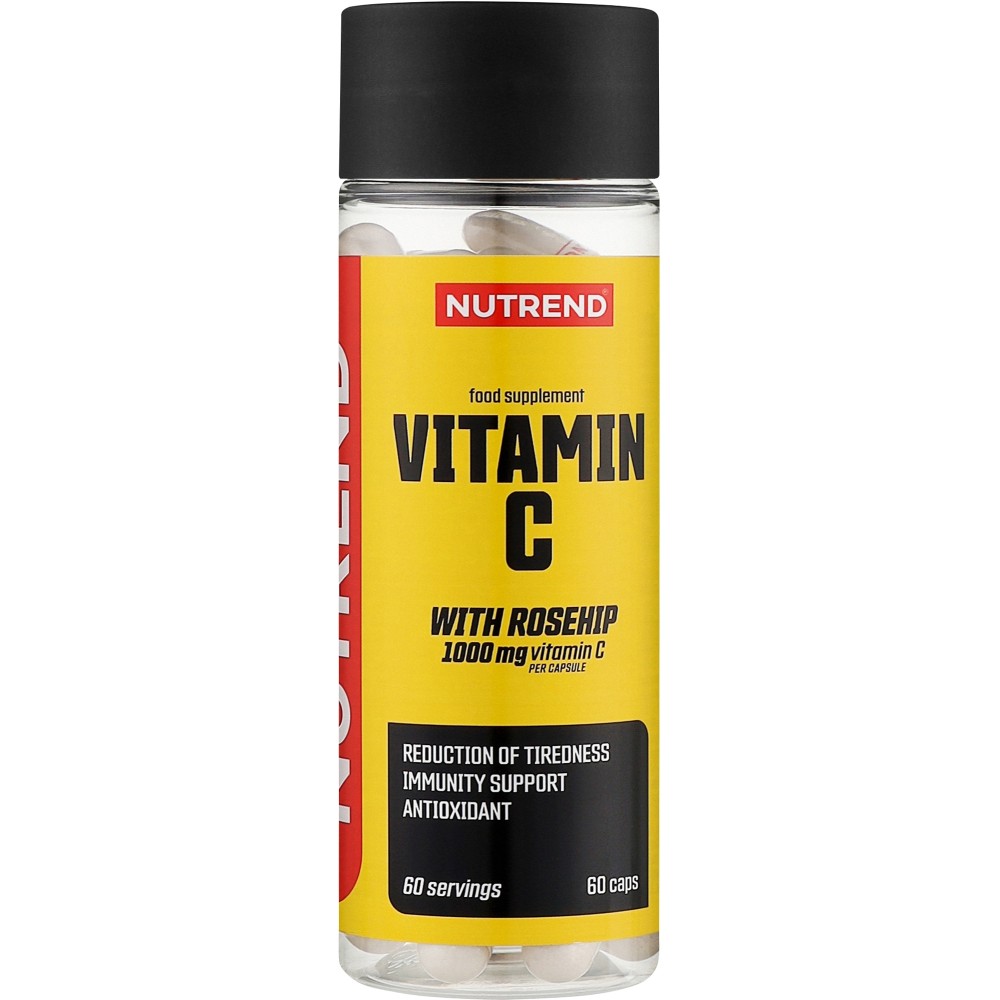Вітамін C з шипшиною, Nutrend Vitamin C with rose hips, 1000 мг, 60 капсул