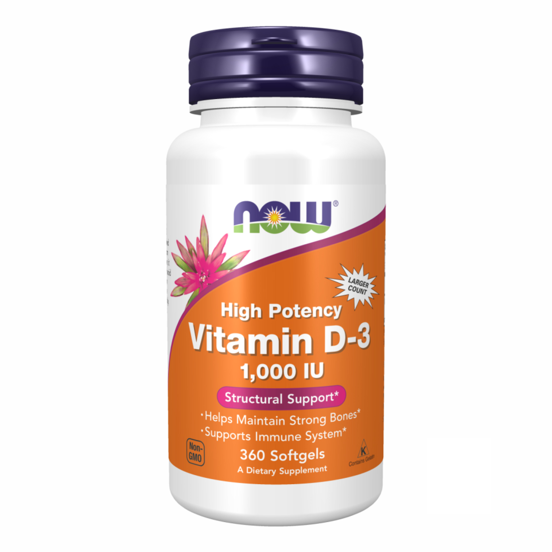 Вітамін D3, Now Foods High Potency Vitamin D-3, 1000 МО, 360 м'яких капсул