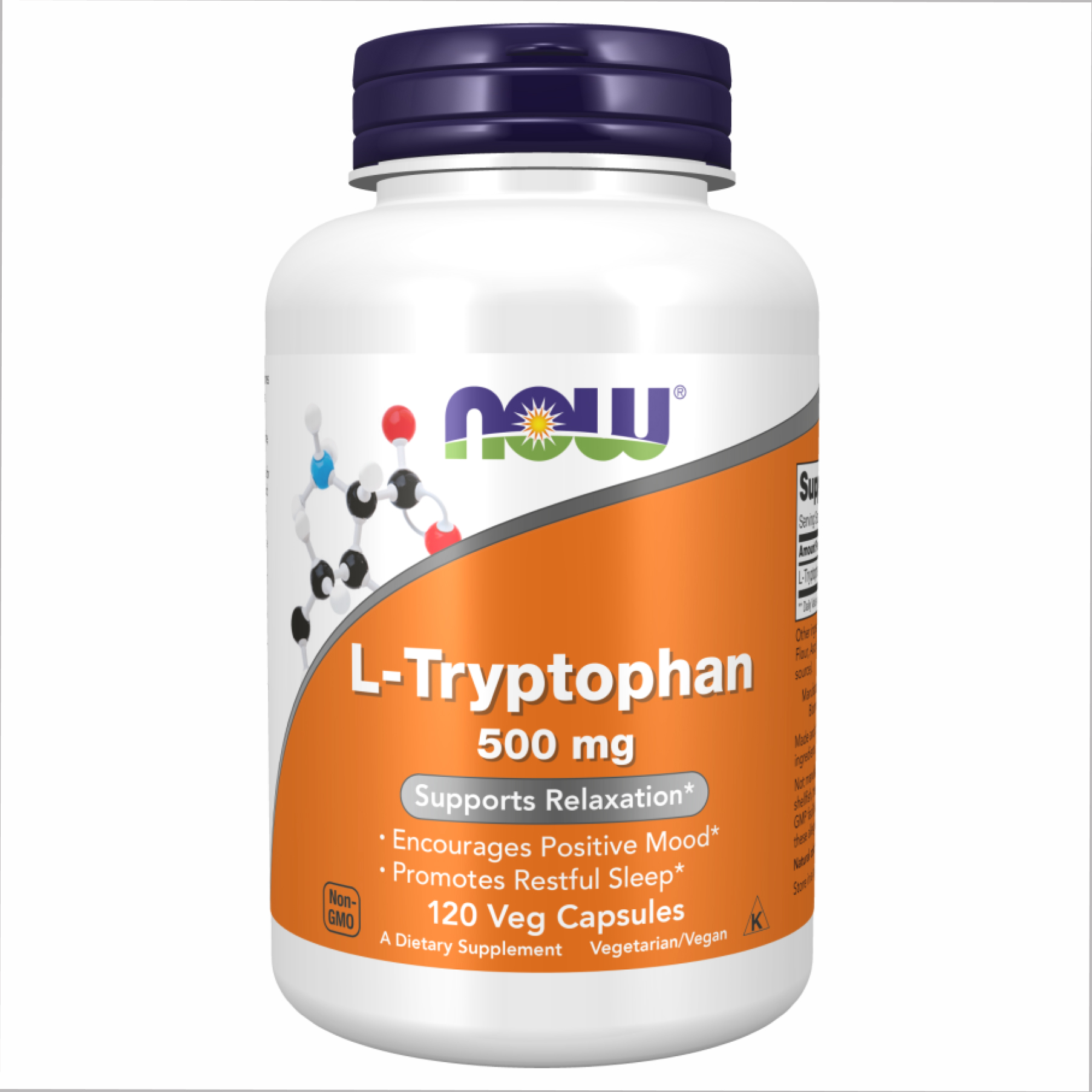 L-триптофан, Now Foods L-Tryptophan, 500 мг, 120 вегетаріанських капсул