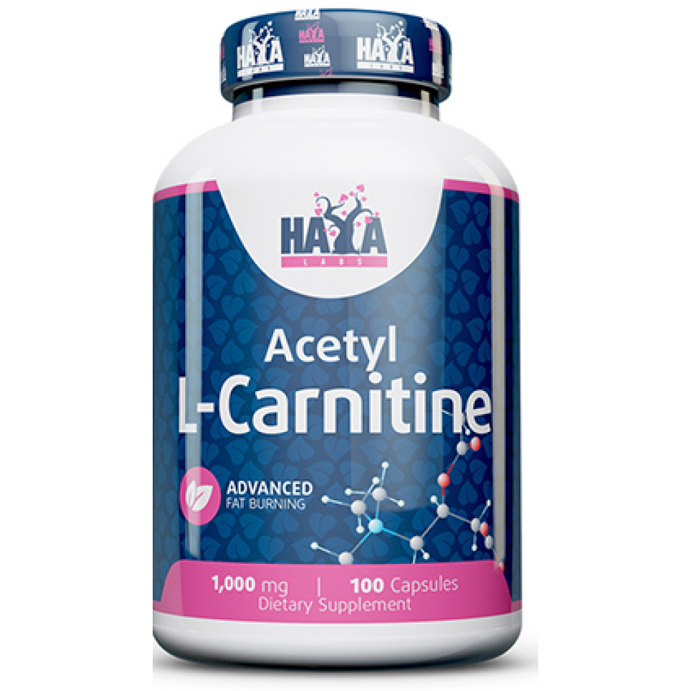 Ацетил L-карнітин, Haya Labs Acetyl L-Carnitine, 1000 мг, 100 капсул