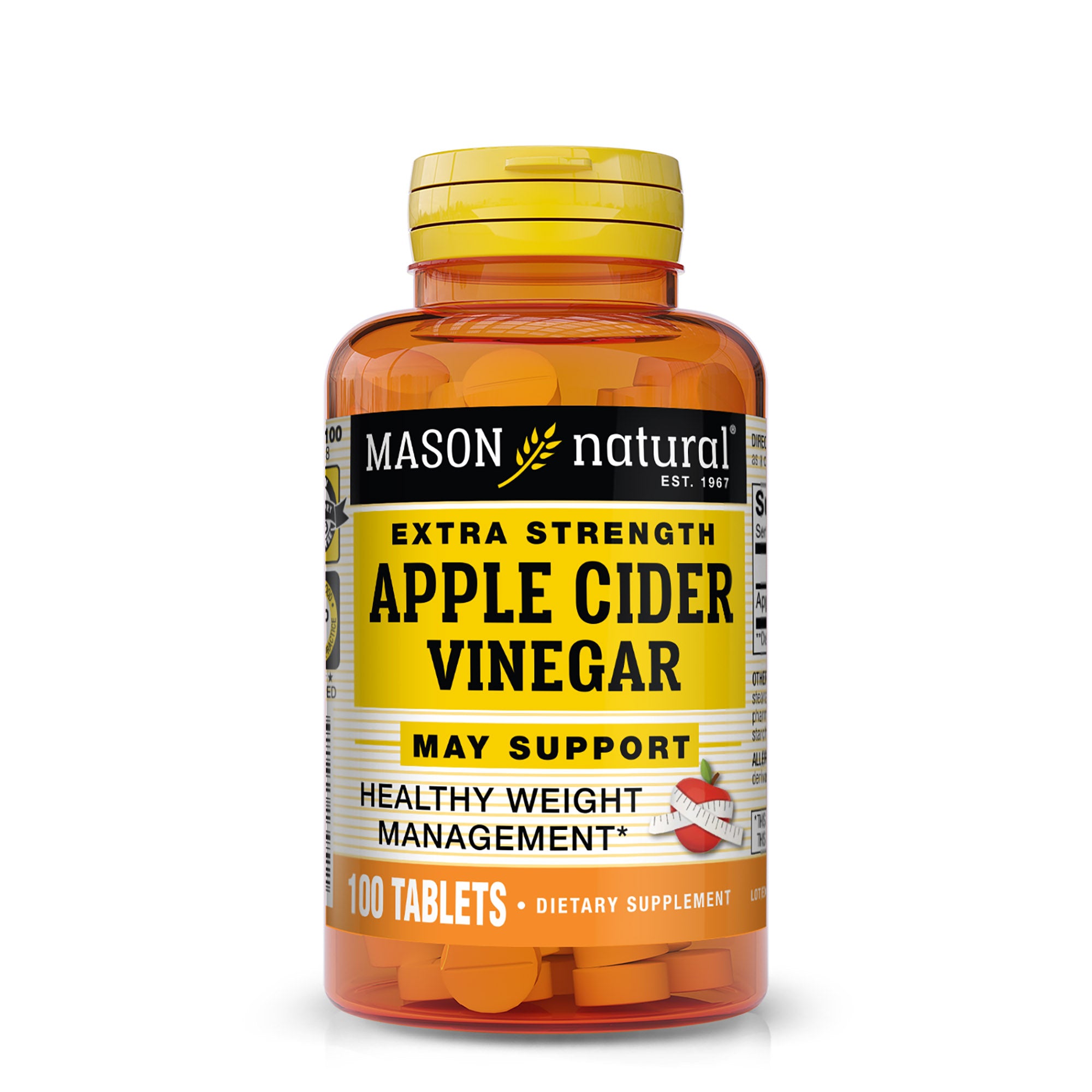 Яблучний оцет, Mason Natural Extra Strength Apple Cider Vinegar, 100 таблеток
