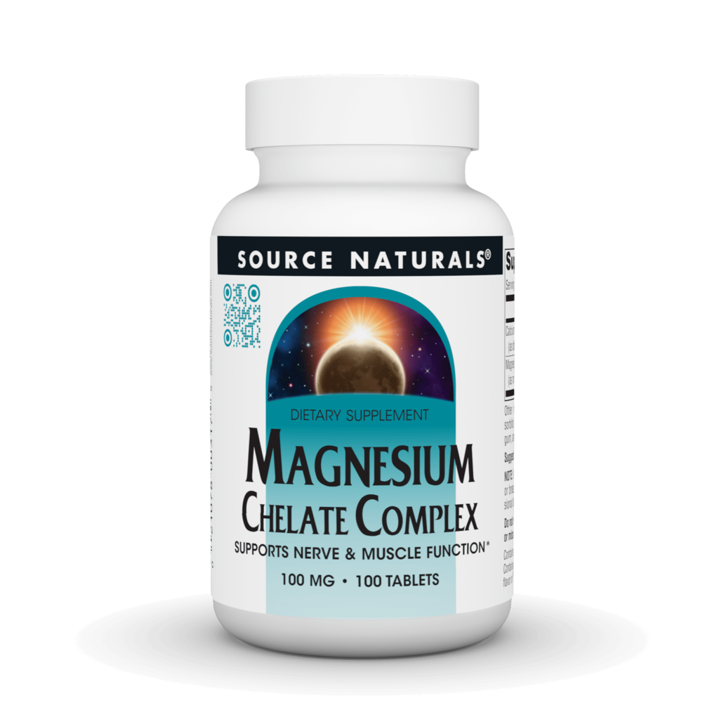 Магній хелат, Source Naturals Magnesium Chelate Complex, 100 мг, 100 таблеток