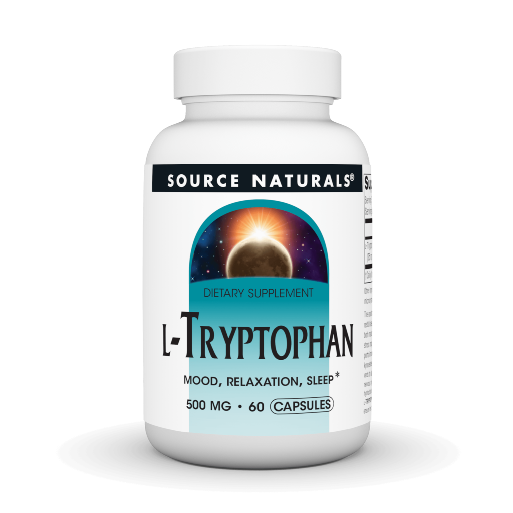 L-Триптофан, Source Naturals L-Tryptophan, 500 мг, 60 капсул