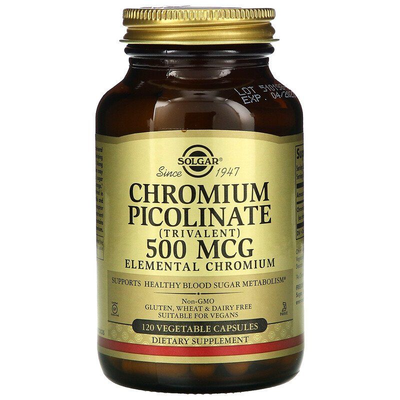 Хром піколінат, Solgar Chromium Picolinate, 500 мкг, 120 вегетаріанських капсул