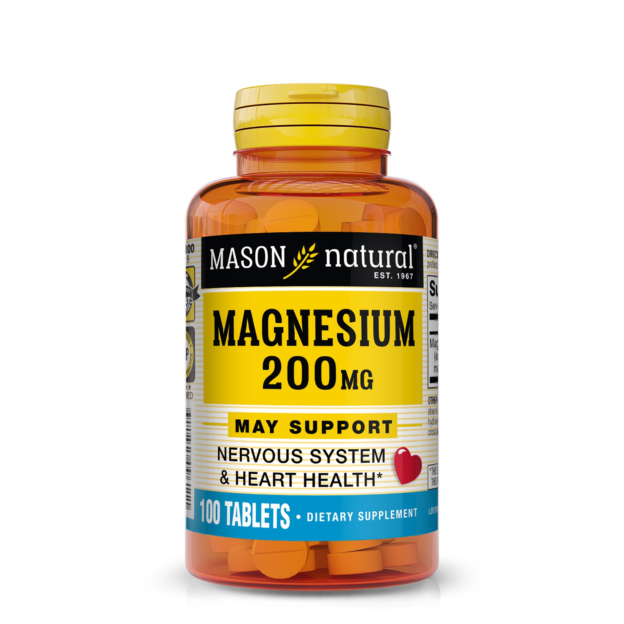 Магній, Mason Natural Magnesium, 200 мг, 100 таблеток