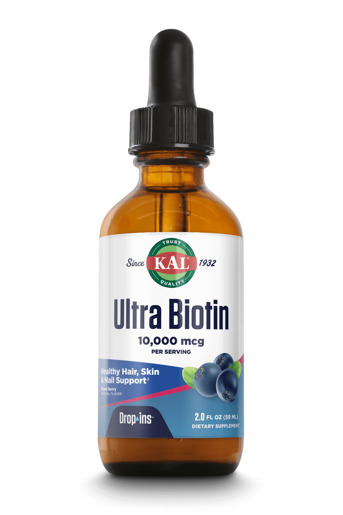 Біотин, Kal Ultra Biotin, 10000 мкг, 59 мл (Ягоди)