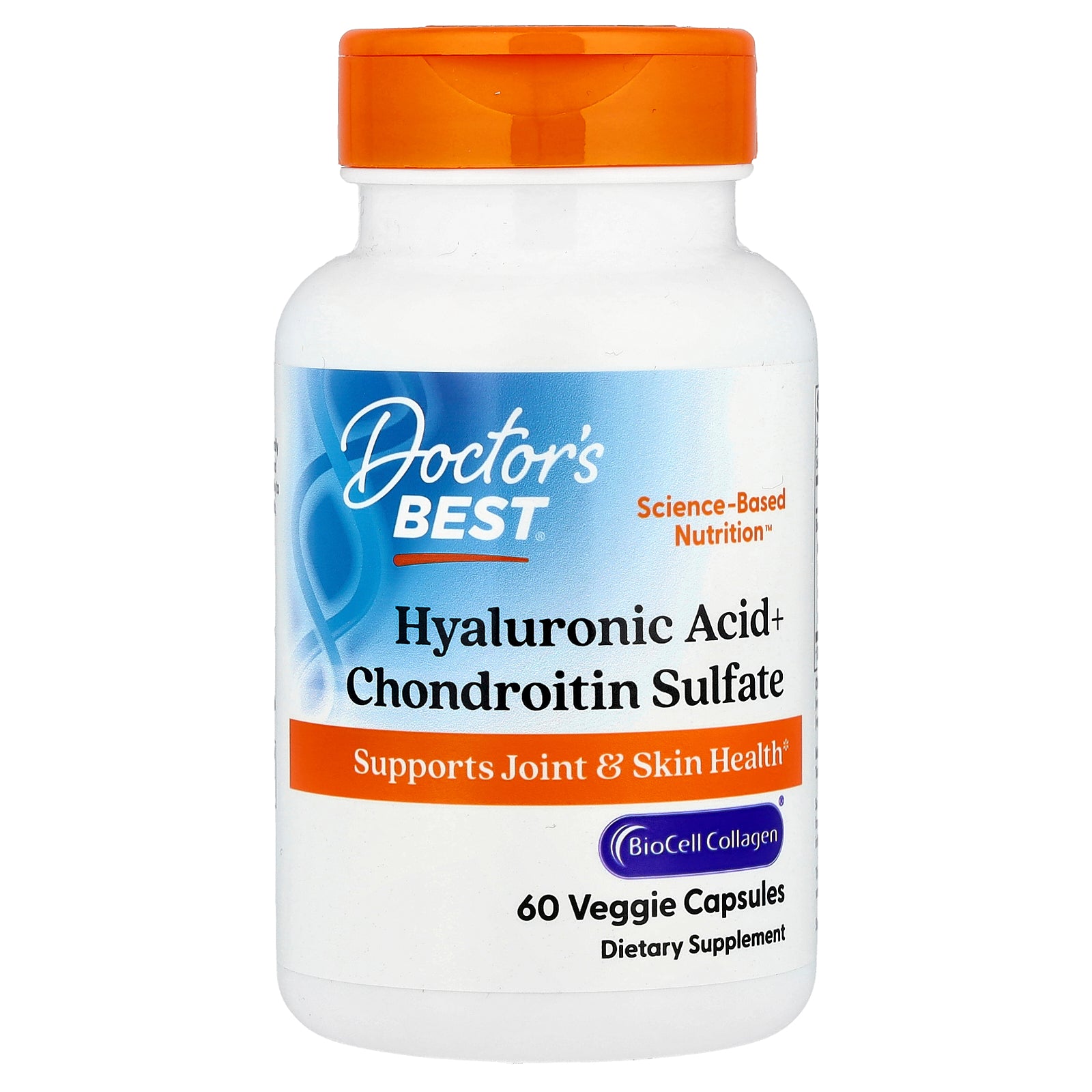 Гіалуронова кислота та хондроїтинсульфат, Doctor's Best Hyaluronic Acid + Chondroitin Sulfate with BioCell Collagen, 50/100 мг, 60 вегетаріанських капсул