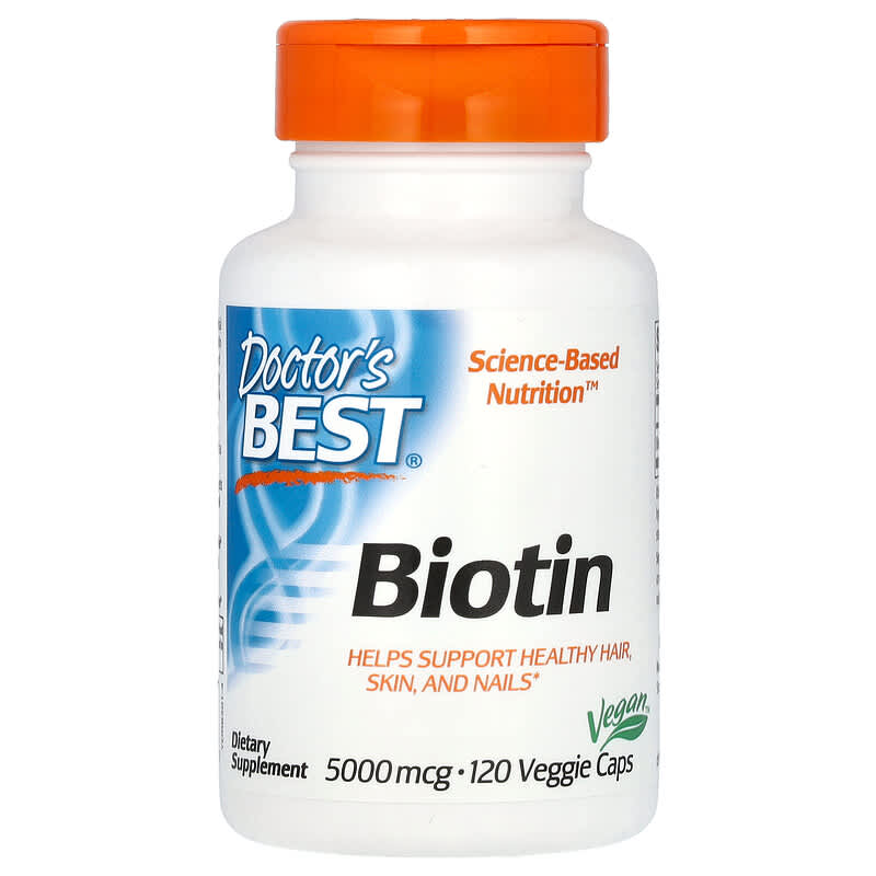 Біотин, Biotin, Doctor's Best, 5000 мкг, 120 веганських капсул
