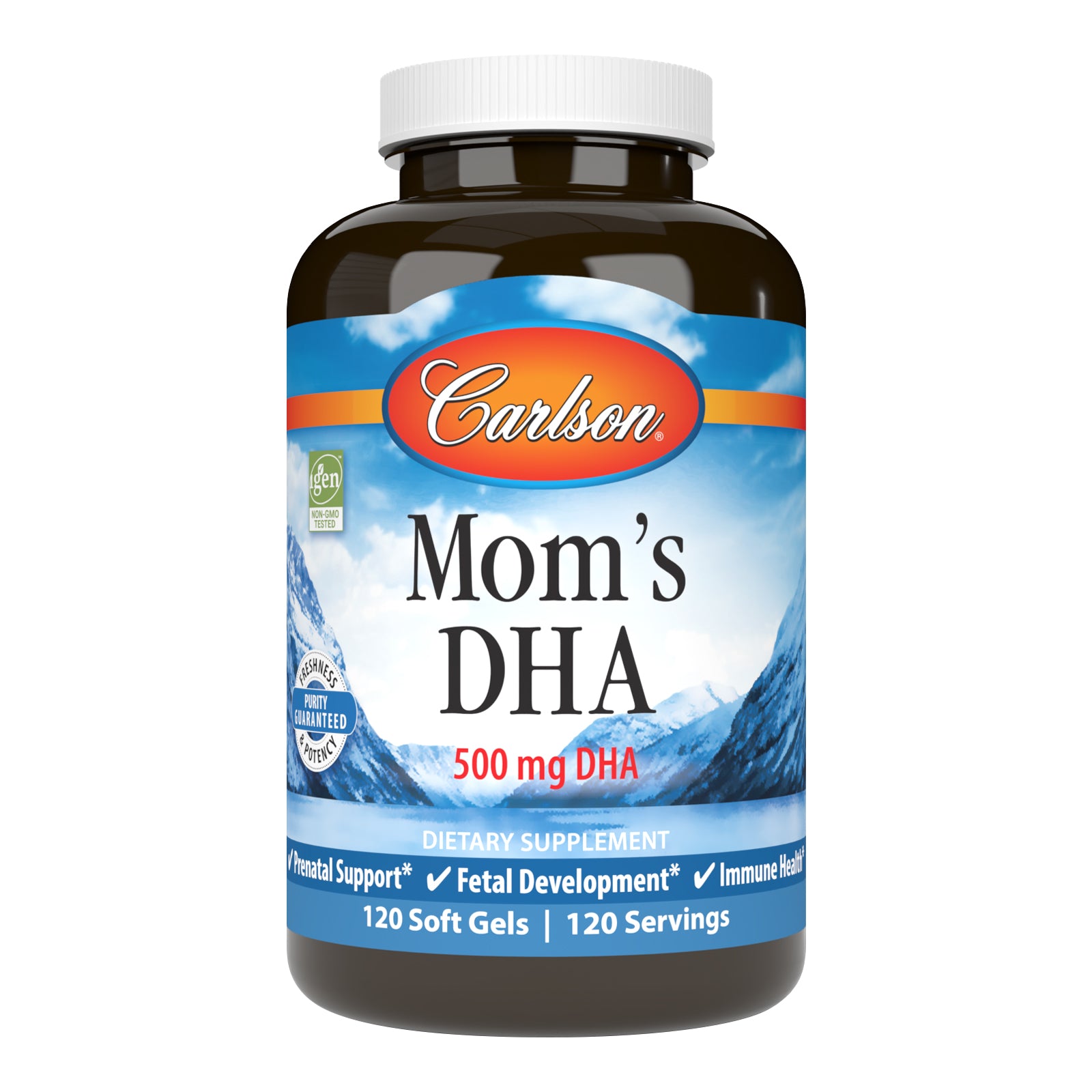 Докозагексаєнова кислота (ДГК) для годуючих мам, Carlson Labs Mother's DHA, 500 мг, 120 м'яких капсул