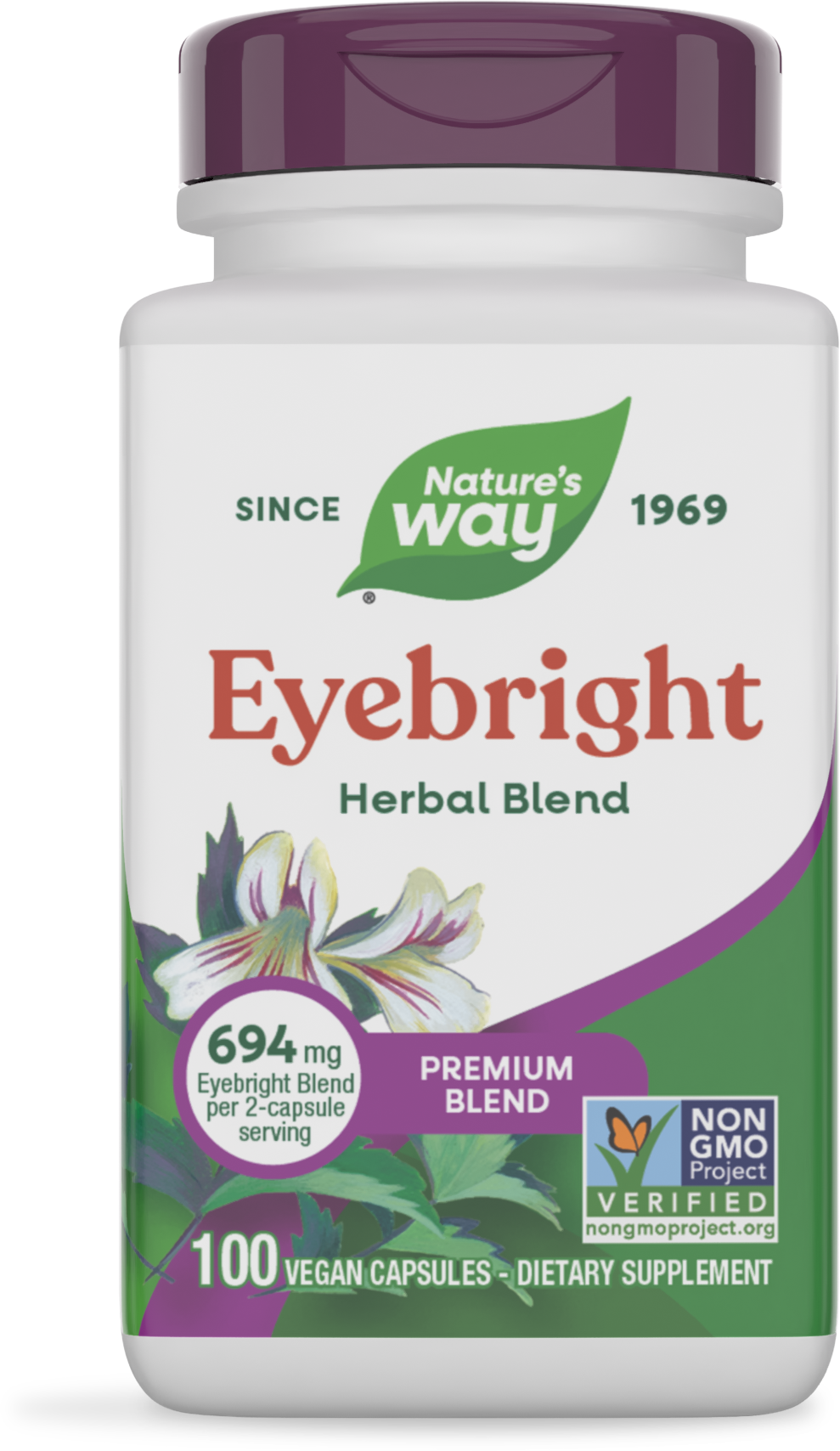 Очанка лікарська, трав'яна суміш для очей, Nature's Way Eyebright Herbal Blend, 347 мг, 100 вегетаріанських капсул