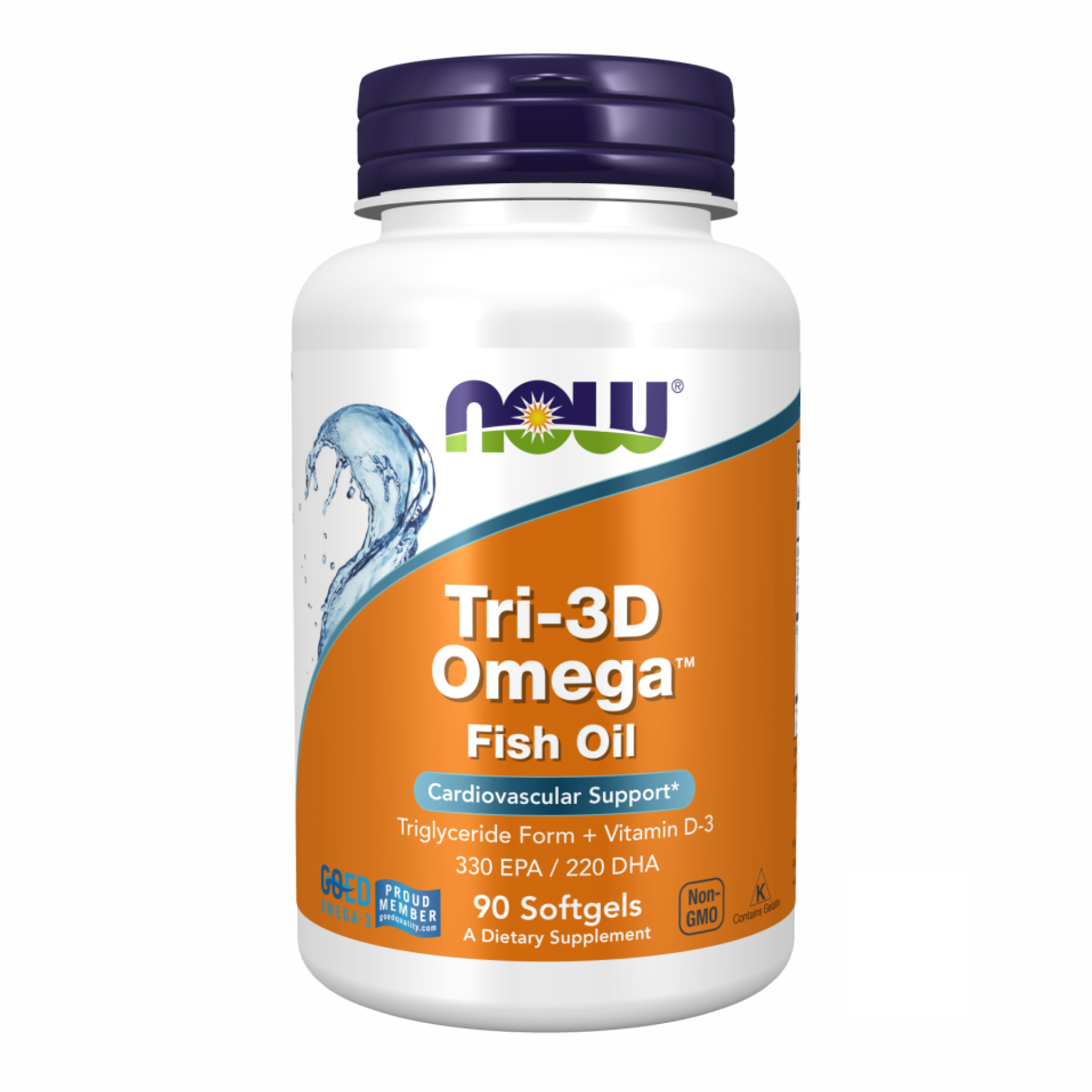 Омега-3 з вітаміном D3, Now Foods Tri-3D Omega, 90 м'яких капсул