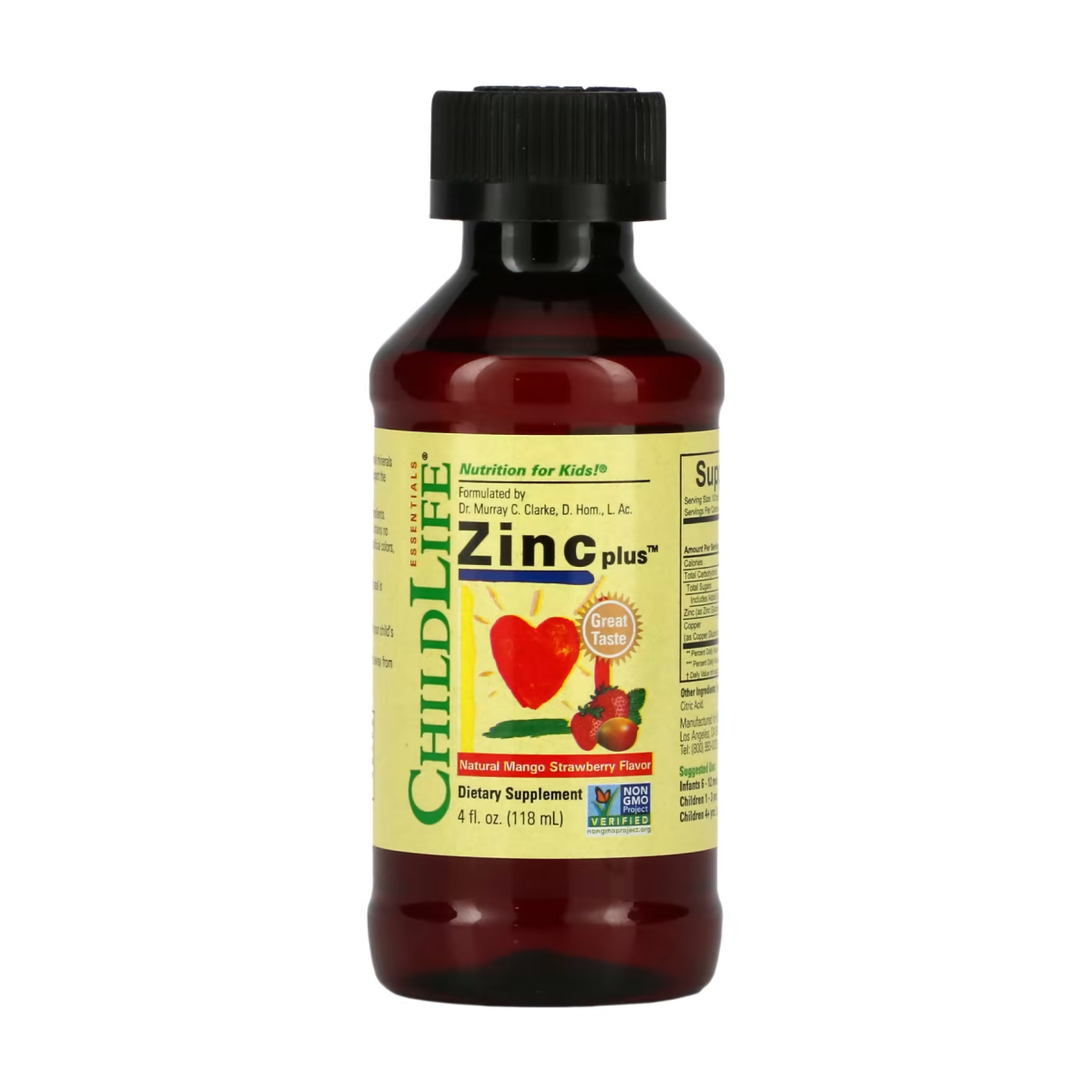 Рідкий цинк, ChildLife Zinc Plus Liquid, 118 мл (Манго та полуниця)