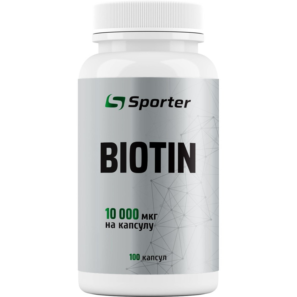 Біотин, Sporter Biotin, 10000 мкг, 100 капсул