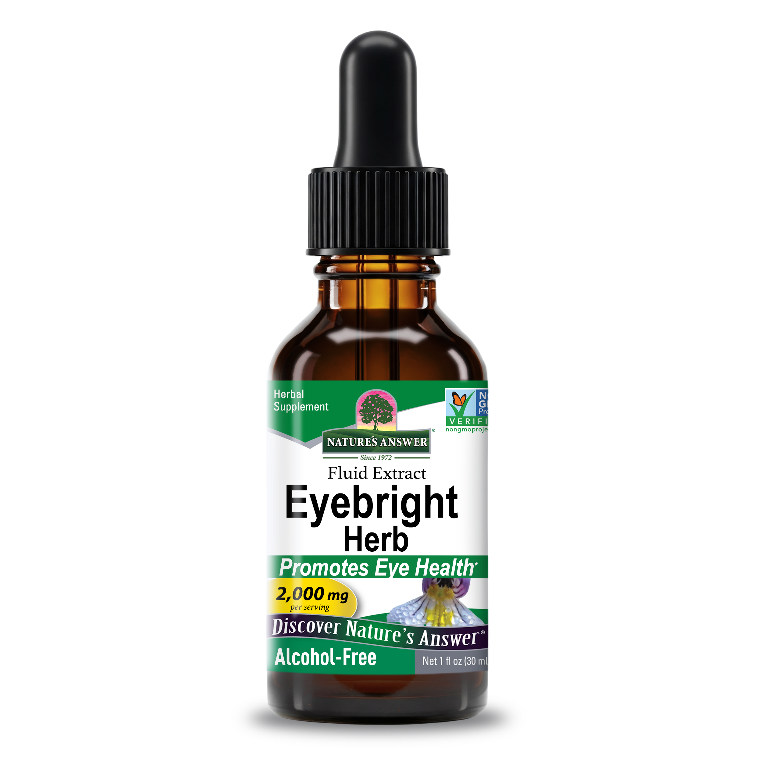 Екстракт очанки, Nature's Answer Eyebright Herb Fluid Extract Alcohol-Free, 2000 мг, 30 мл