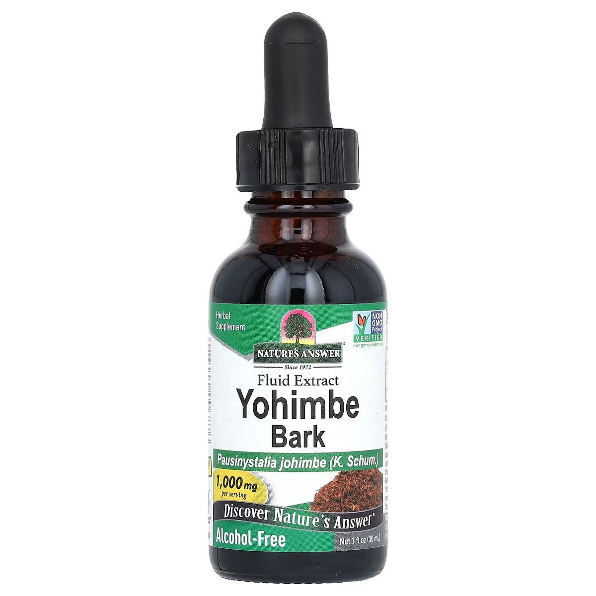 Екстракт кори йохімбе без спирту, Nature's Answer Yohimbe Bark, 1000 мг, 30 мл