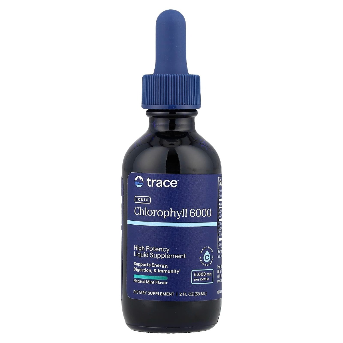 Хлорофіл Концентрований іонний, 6000 мг, смак м'яти, Concentrated Ionic Chlorophyll, Trace, 59 мл