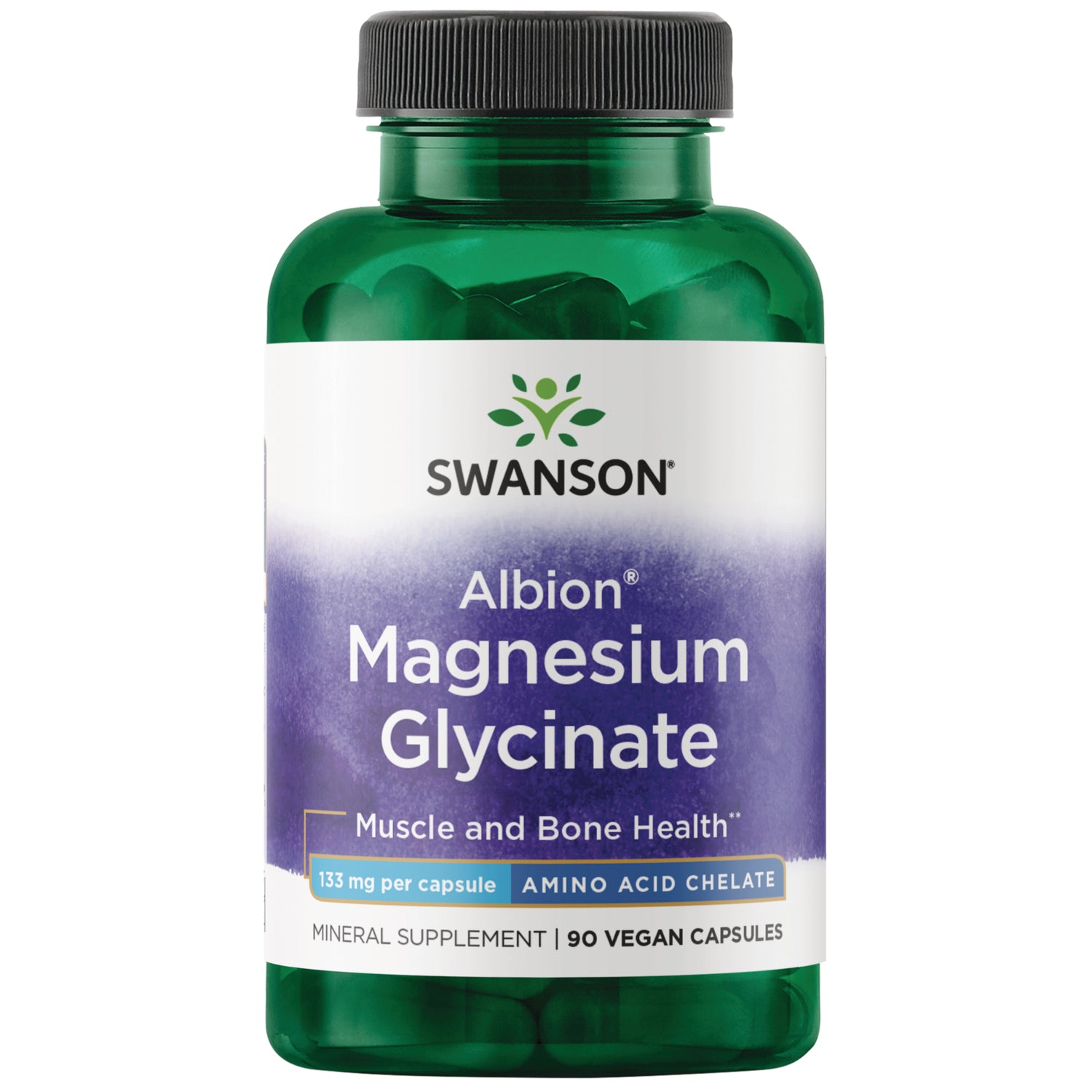 Магний глицинат, Swanson Magnesium Glycinate, 133 мг, 90 вегетарианских капсул