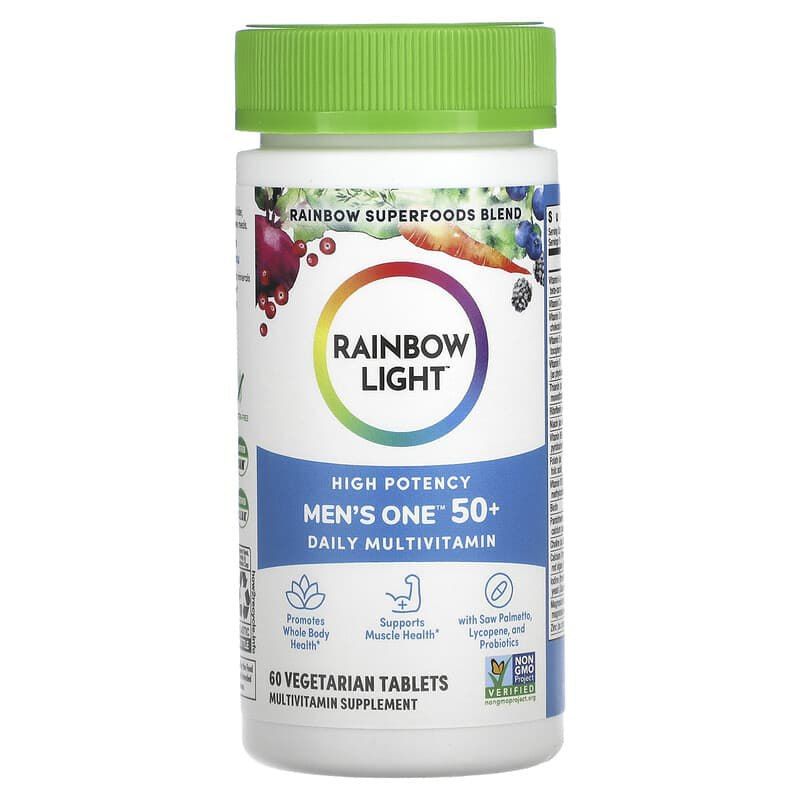Мультивітаміни для чоловіків 50+, Rainbow Light Men's One 50+ Daily Multivitamin, 60 таблеток