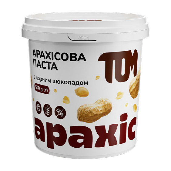 Арахісова паста, TOM peanut butter peanut butter, 500 г (Чорний шоколад)