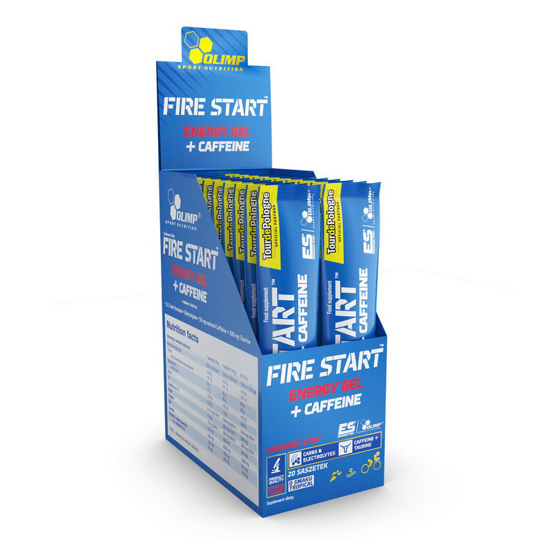 Енергетичний гель з кофеїном, Olimp Nutrition Fire Start Energy Gel + Caffeine, 36 г (Тропічні фрукти)