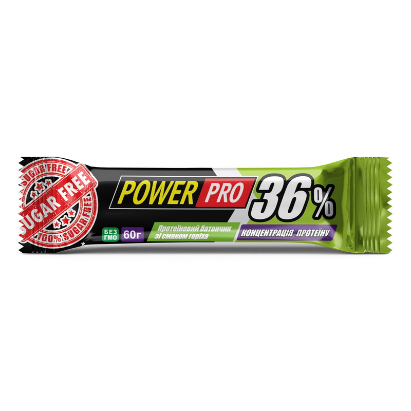 Протеїновий батончик, Power Pro 36% Sugar Free, 60 г (Горіх)