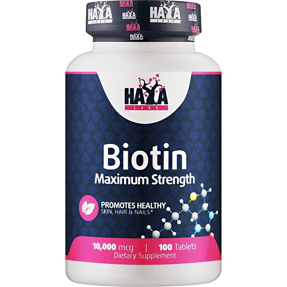 Біотин, Haya Labs Biotin Maximum Strength, 10000 мкг, 100 таблеток