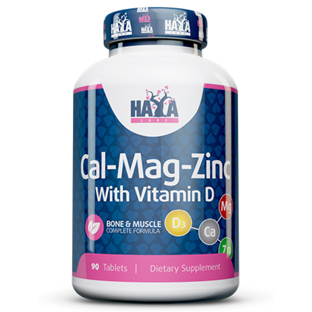Кальцій, магній, цинк та вітамін D, Haya Labs Calcium Magnesium & Zinc with Vitamin D, 90 таблеток