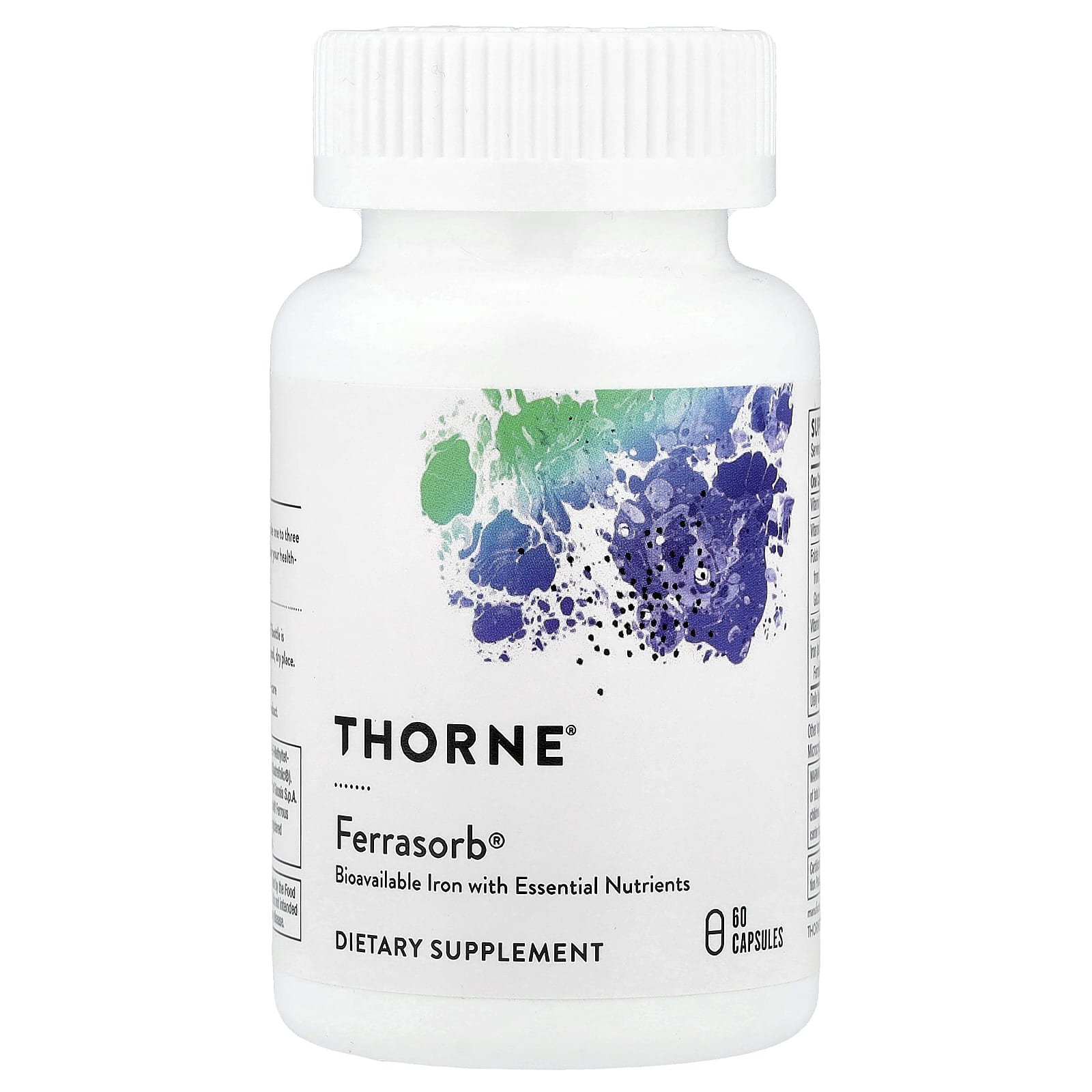 Залізо з кофакторами, Thorne Research Ferrasorb, 60 капсул