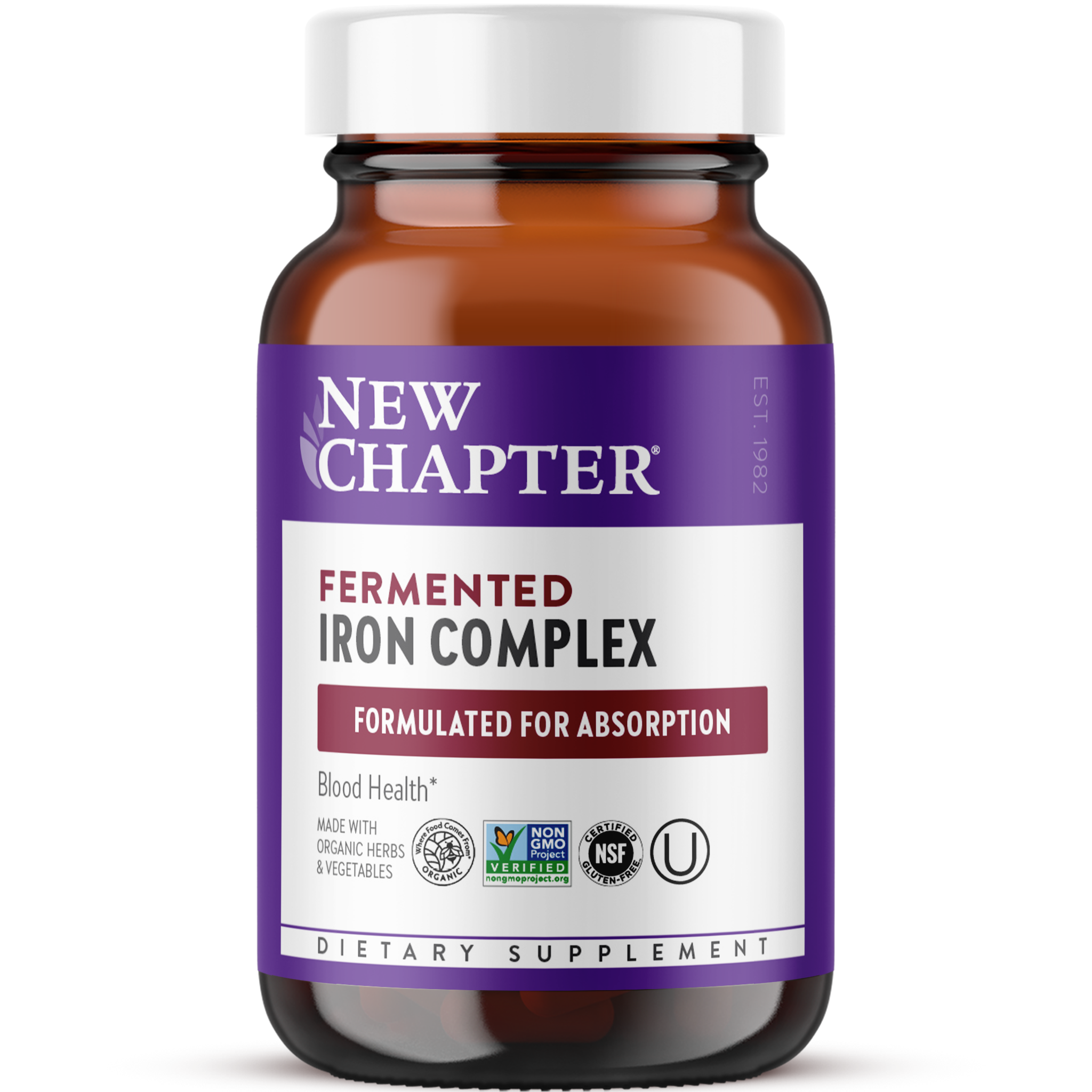Залізо, ферментований комплекс, New Chapter Fermented Iron Complex, 90 вегетаріанських капсул