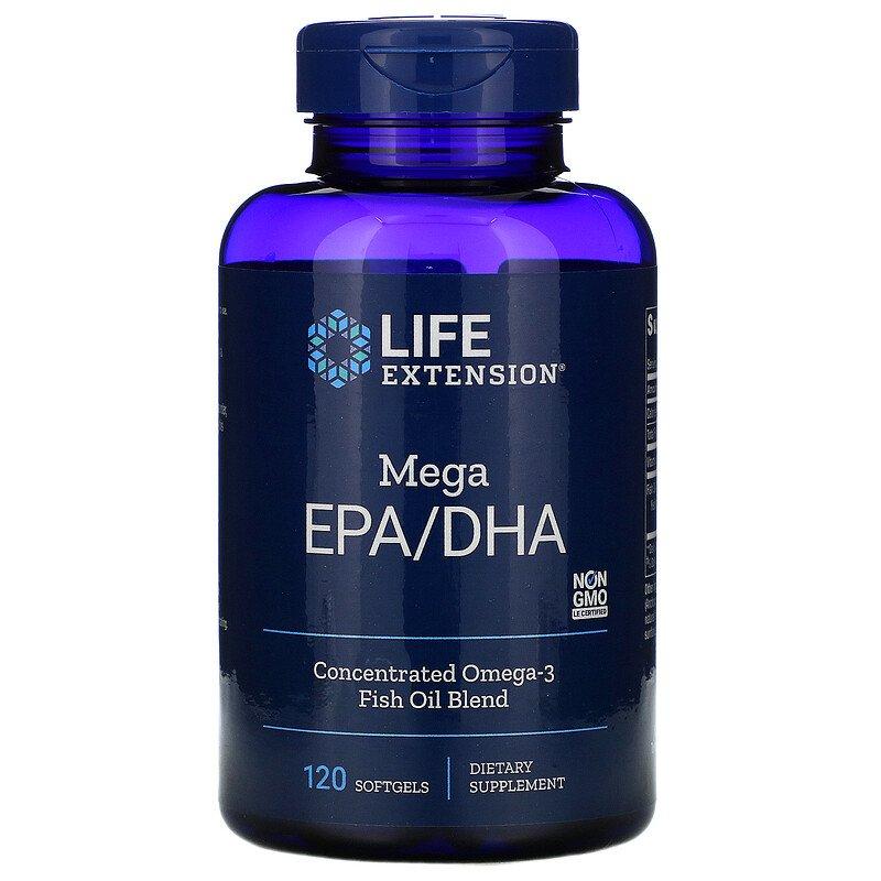 Риб'ячий жир Омега-3, Life Extension Mega EPA/DHA, 120 м'яких капсул