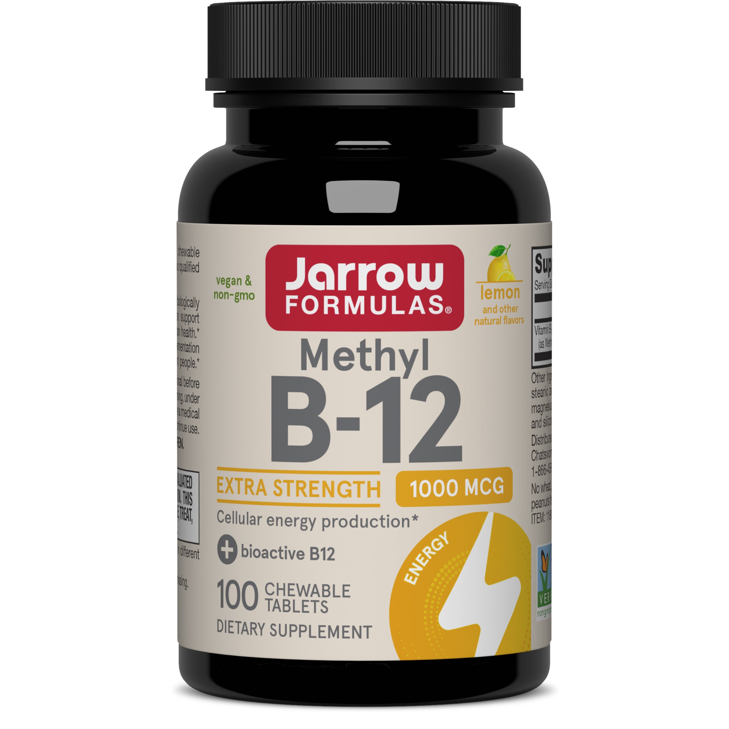 Вітамін В12, Methyl B-12, Jarrow Formulas, смак лимона, 1000 мкг, 100 жувальних таблеток