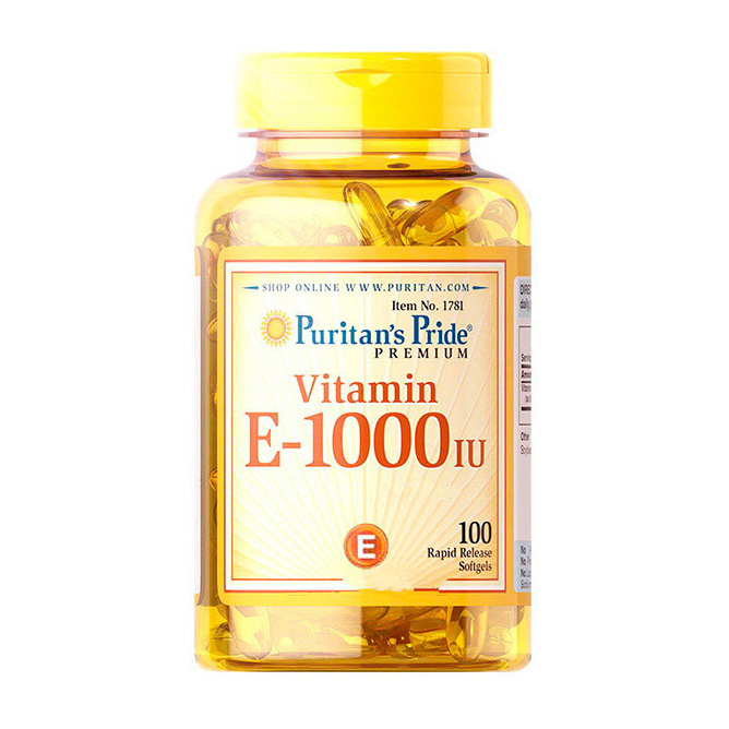 Вітамін E, Puritan's Pride Vitamin E, 1000 МО, 100 м'яких капсул