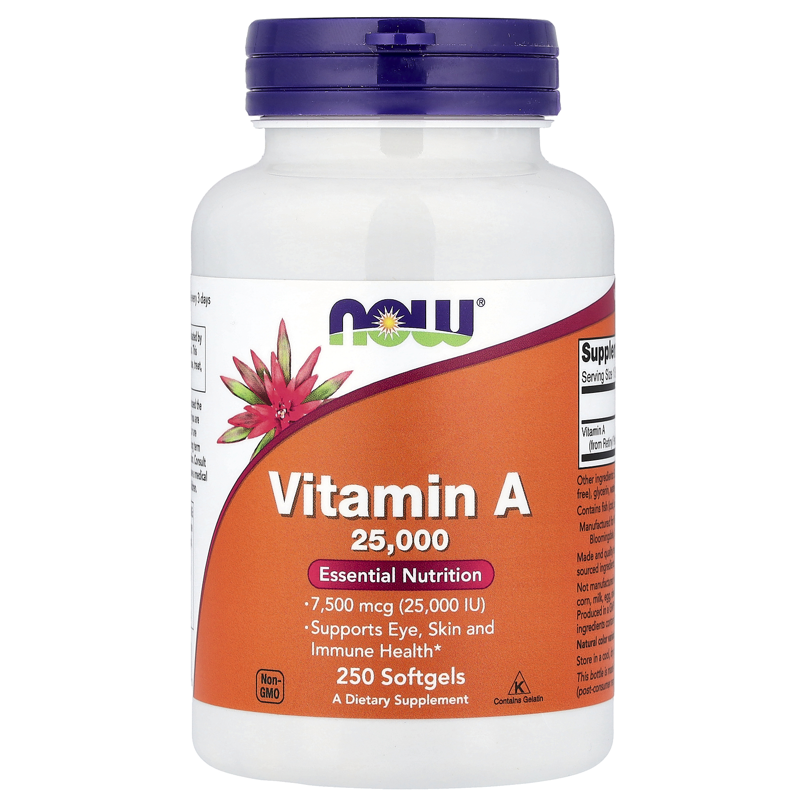 Вітамін A, Now Foods Vitamin A, 25000 МО, 250 м'яких капсул