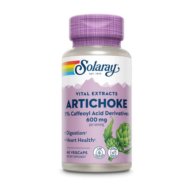 Артишок, Solaray Artichoke 600 mg, 60 вегетаріанських капсул